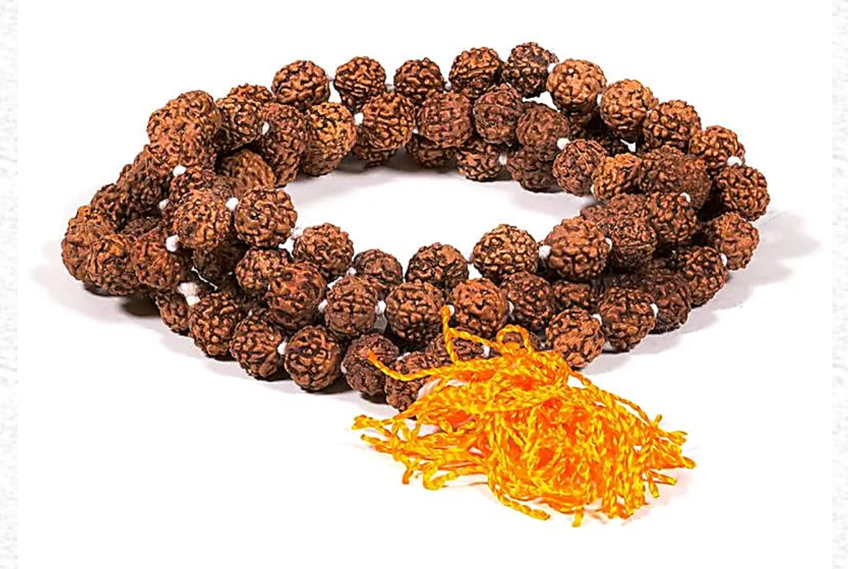Mala Rudraksha 108 beads with orange or red tassel
