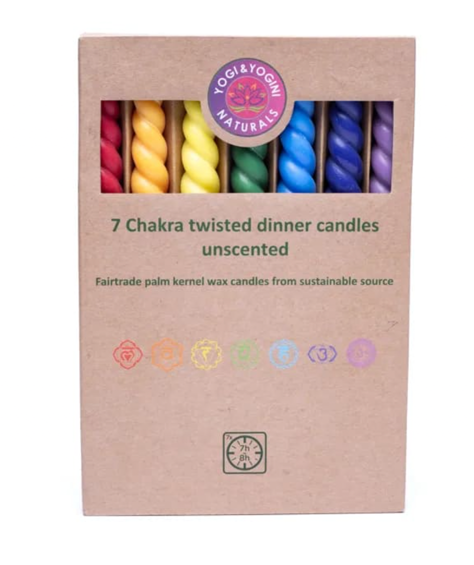 Scented Chakra Dinner Candles Fair Trade Choose from Twisted or Straight Version