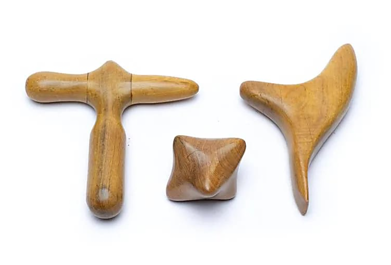 Body, face, hand & foot massage tool set made of sandalwood