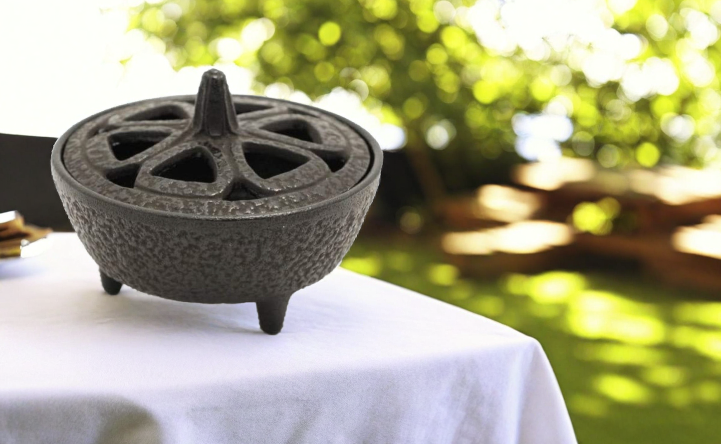 Cast Iron Resin Incense Burner for Incense Resins, Sticks, Cones and Wax Melts