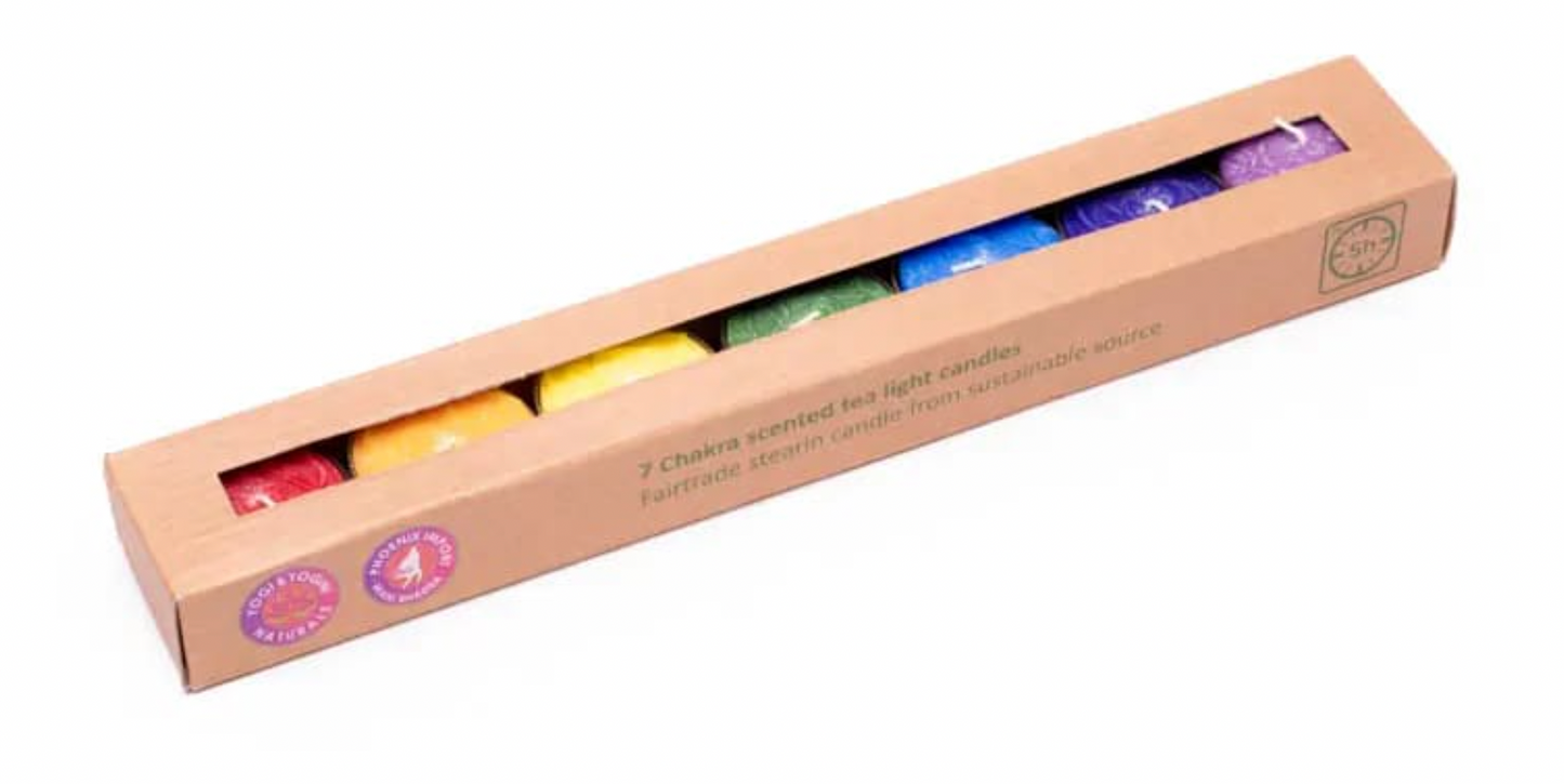 Chakra scented Tea Light Candles Fair Trade