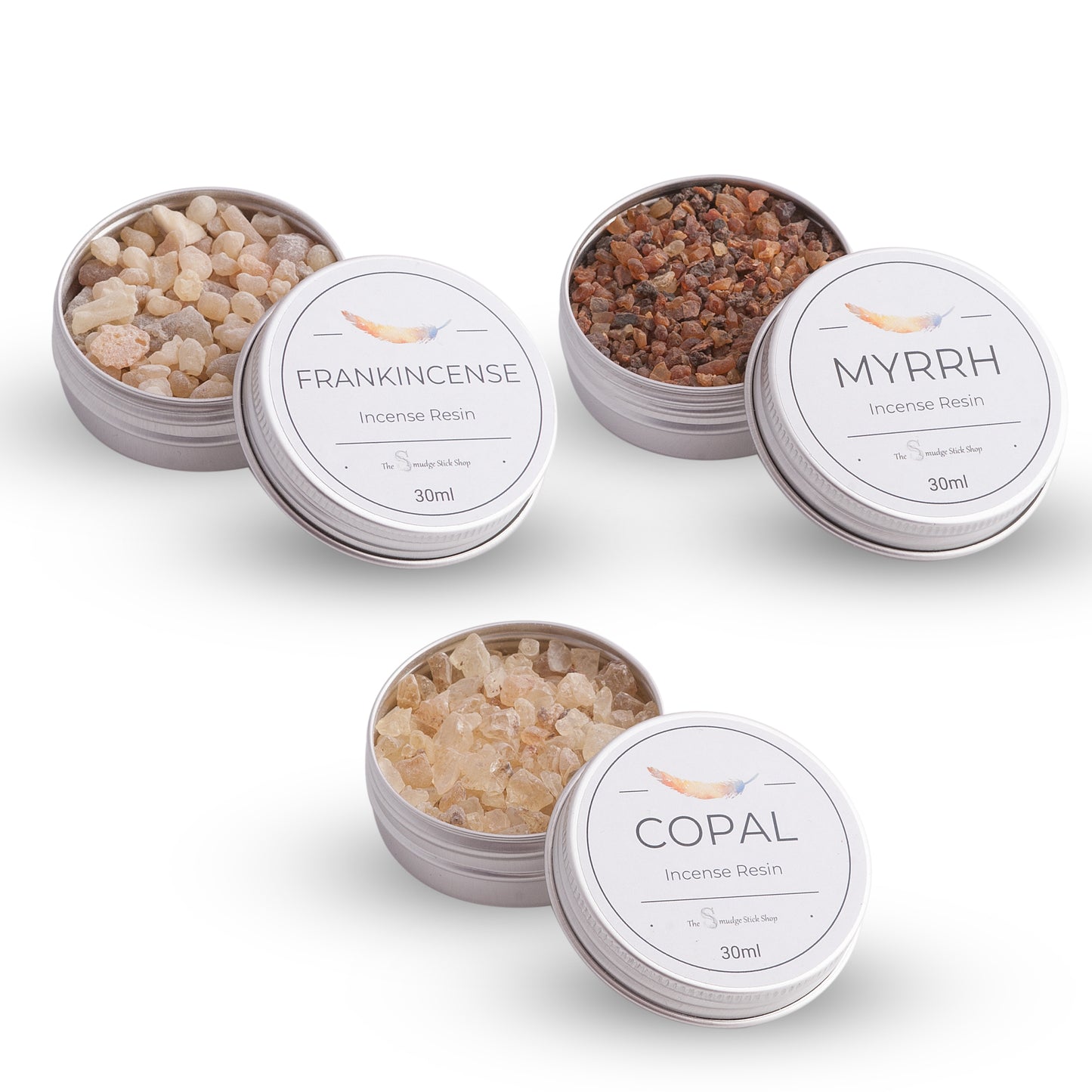 Frankincense, Myrrh and Copal Incense Resins 30ml tins