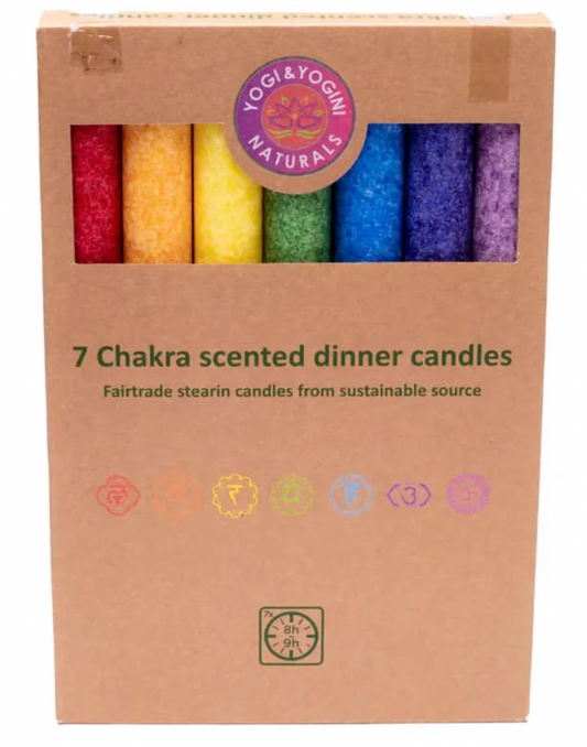 Scented Chakra Dinner Candles Fair Trade Choose from Twisted or Straight Version