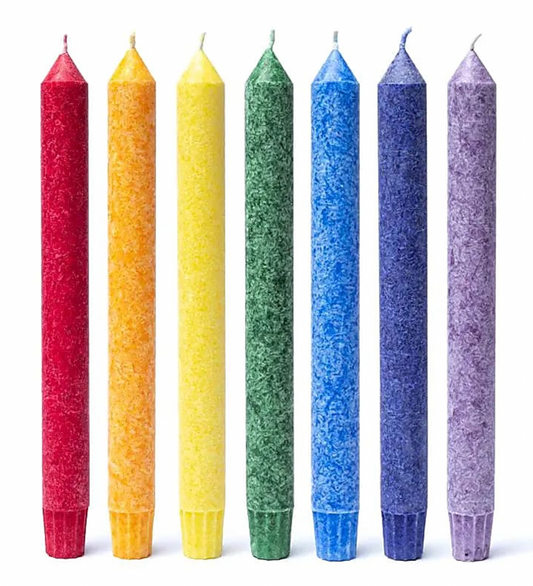 Scented Chakra Dinner Candles Fair Trade Choose from Twisted or Straight Version