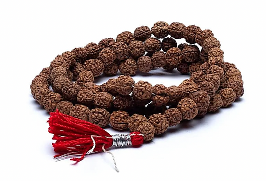 Mala Rudraksha 108 beads with orange or red tassel